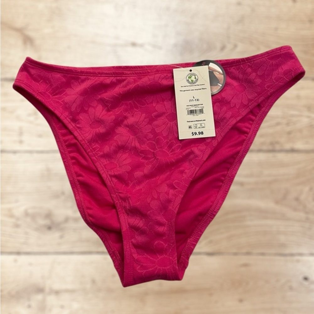BNWT No Boundaries Vibrant Pink Cheeky High-Leg High-Waist Bikini Bottom Large